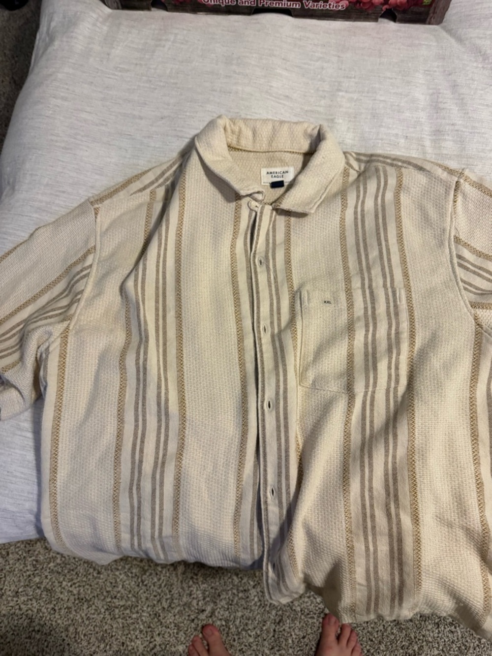 American Eagle Cream & Brown Striped Knit Sweater